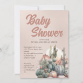 Desert Boho Chic Cactus Terracotta Baby shower Kaart (Voorkant)