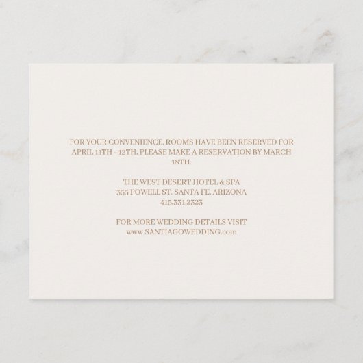 Desert Boho Cow Skull Wedding Details Informatiekaartje (Achterkant)