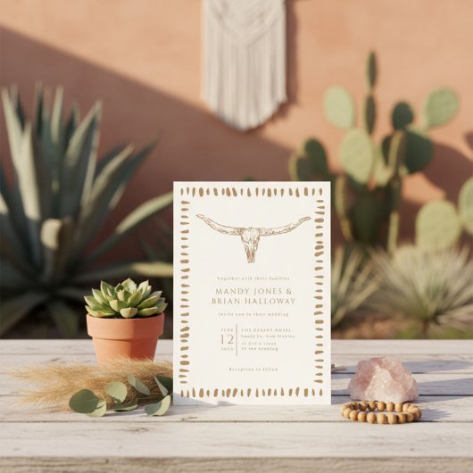 Desert Boho Cow Skull Wedding Kaart