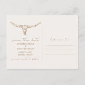 Desert Boho Cow Skull Wedding Save the Date Aankondigingskaart (Achterkant)