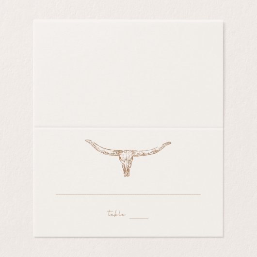 Desert Boho Cow Skull Wedding Seating Table Card Kaart (Buitenkant ongevouwen)