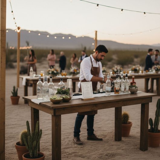 Desert Boho Cowboy Wedding Signature Drinks Bar Acryl Bord
