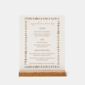 Desert Boho Cowboy Wedding Signature Drinks Bar Acryl Bord (Voorkant)