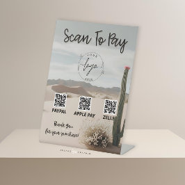 Desert | Boho | esthetisch | QR-code | Betaalteken Reclamebord Met Voetstuk