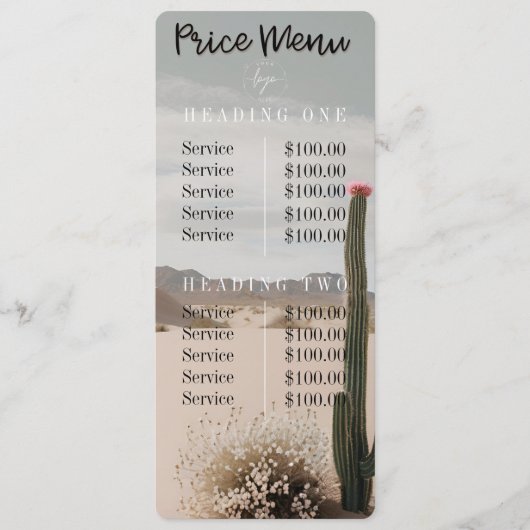 Desert | Boho | Menu Prijs | beleidsnotitie (Voorkant)