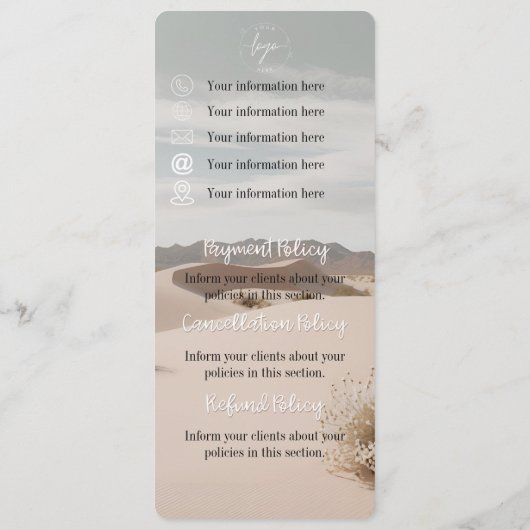 Desert | Boho | Menu Prijs | beleidsnotitie (Achterkant)