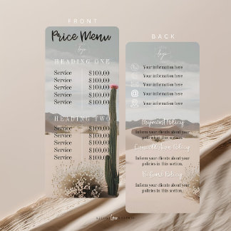 Desert | Boho | Menu Prijs | beleidsnotitie