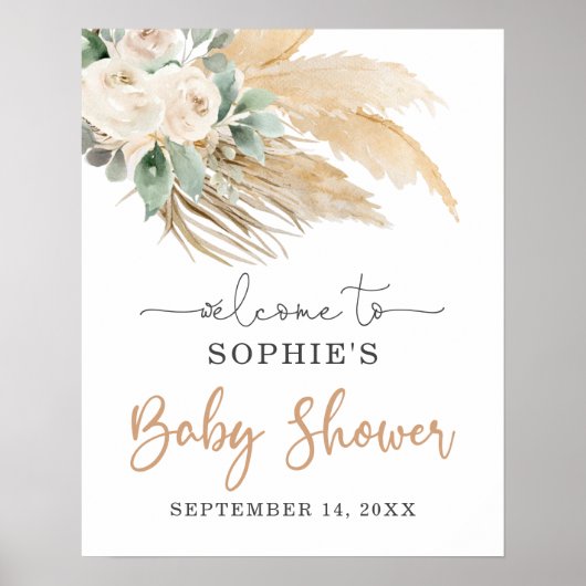 Desert Boho Pampas Grass Baby shower Welkomstteken Poster (Voorkant)