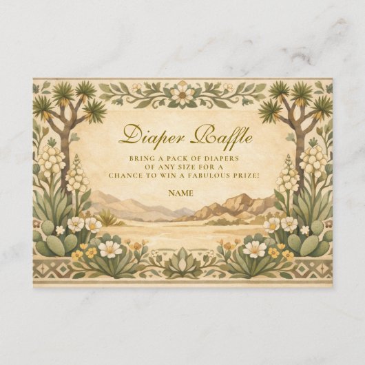 Desert Botanical Baby Shower Diapper Raffle  Informatiekaartje (Voorkant)