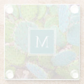 Desert Botanical Cactus Monogram Glazen Onderzetter (Achterkant)