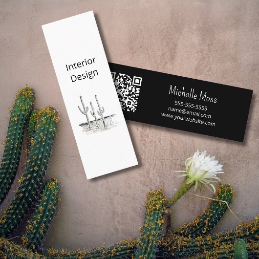 Desert Botanical Cactus QR-code Modern Minimalist Mini Visitekaartje