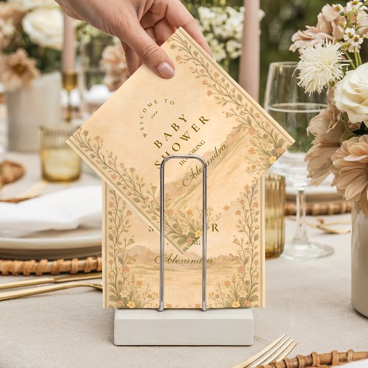 Desert Botanical Neutral Florals Baby Shower Servet