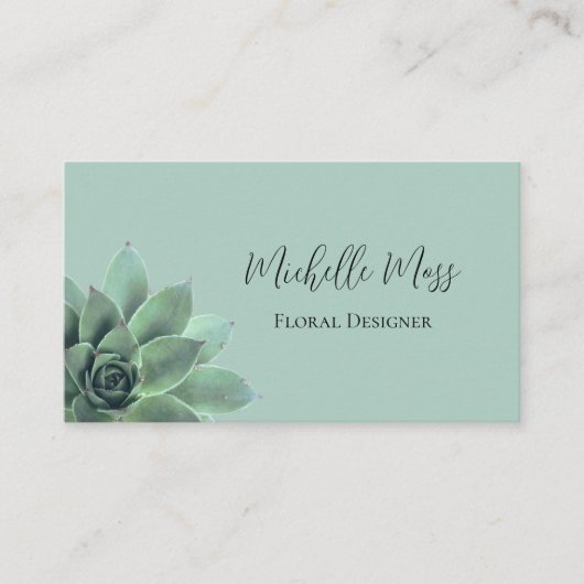 Desert Botanical Succulent Elegant Typografie Visitekaartje (Voorkant)