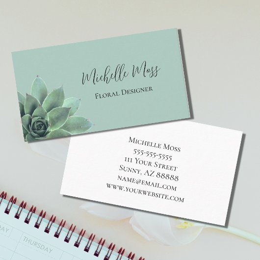 Desert Botanical Succulent Elegant Typografie Visitekaartje