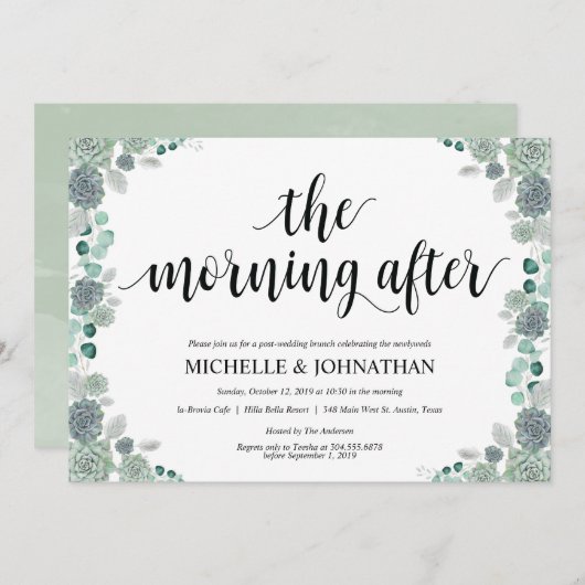 Desert Botanical Wedding Brunch Invitation Card Kaart (Voorkant / Achterkant)