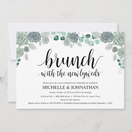 Desert Botanical Wedding Brunch Invitation Card Kaart (Voorkant)