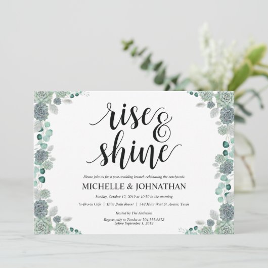 Desert Botanical Wedding Brunch Invitation Kaart (Staand voorkant)