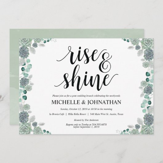 Desert Botanical Wedding Brunch Invitation Kaart (Voorkant / Achterkant)