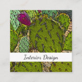 Desert Botanische Cactus Abstract Interieur Design Vierkante Visitekaartje (Voorkant)