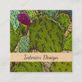 Desert Botanische Cactus Interieur Designer Vierkante Visitekaartje (Voorkant)