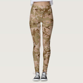 Desert Brown Camouflage Pattern Camp. Leggings