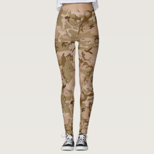 Desert Brown Camouflage Pattern Camp. Leggings