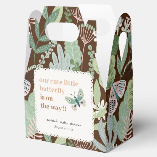 Desert Brown Retro Butterfly Garden Baby shower Bedankdoosjes (Geopend)