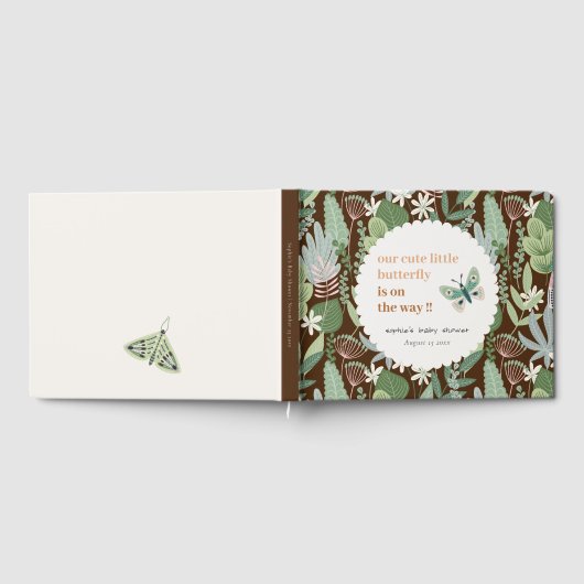 Desert Brown Retro Butterfly Garden Baby shower Gastenboek (Volledig)