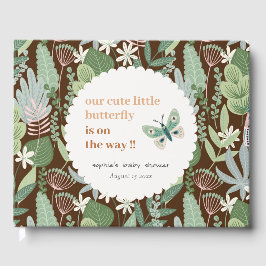 Desert Brown Retro Butterfly Garden Baby shower Gastenboek