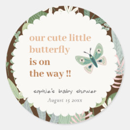 Desert Brown Retro Butterfly Garden Baby shower Ronde Sticker