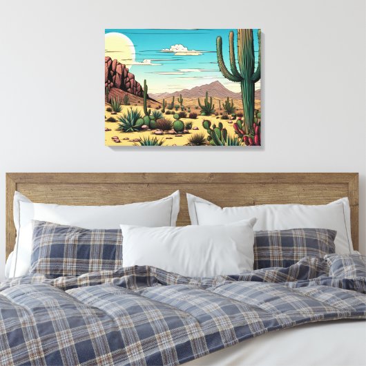 Desert Butte Mesa Grafisch Kunstlandschap Canvas Afdruk (Insitu (Slaapkamer))