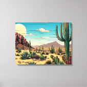 Desert Butte Mesa Grafisch Kunstlandschap Canvas Afdruk (Voorkant)