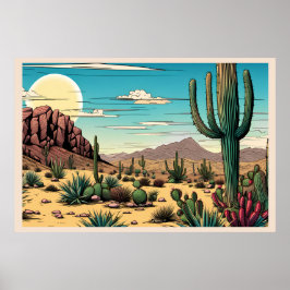 Desert Butte Mesa Grafisch Kunstlandschap Poster
