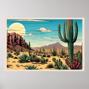 Desert Butte Mesa Grafisch Kunstlandschap Poster