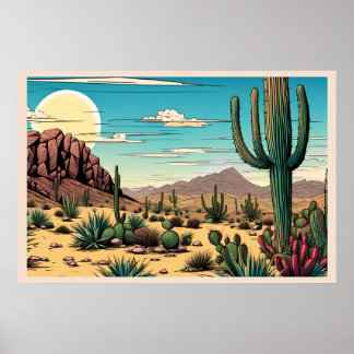 Desert Butte Mesa Grafisch Kunstlandschap Poster