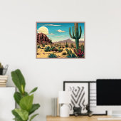 Desert Butte Mesa Grafisch Kunstlandschap Poster (Thuiskantoor)