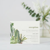 DESERT CACTI FOLIAGE WATERVERF WEDDING RECEPT INFORMATIEKAARTJE (Staand voorkant)