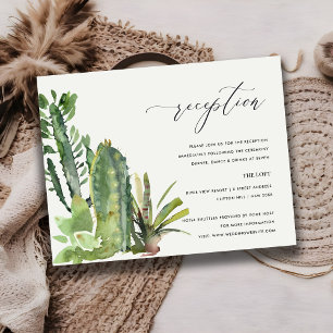 DESERT CACTI FOLIAGE WATERVERF WEDDING RECEPT INFORMATIEKAARTJE