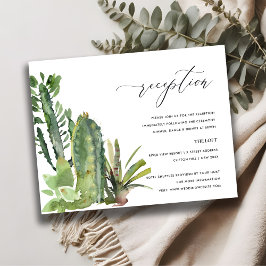 DESERT CACTI FOLIAGE WATERVERF WEDDING RECEPT INFORMATIEKAARTJE