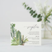 DESERT CACTI FOLIAGE WATERVERF WEDDING RECEPT INFORMATIEKAARTJE (Staand voorkant)