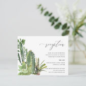 DESERT CACTI FOLIAGE WATERVERF WEDDING RECEPT INFORMATIEKAARTJE (Staand voorkant)