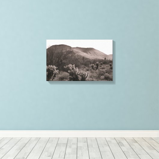 Desert Cacti Jumping Cholla B&W Foto print (Insitu (Houten vloer))