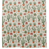 Desert Cacti Succulent Seamless Pattern Douchegordijn (Voorkant)