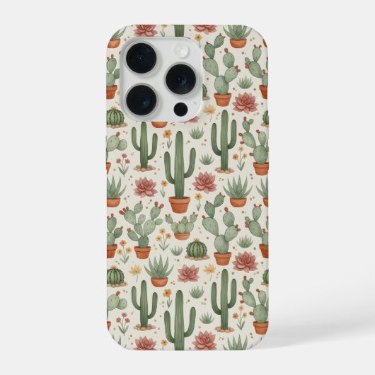 Desert Cacti Succulent Seamless Pattern iPhone Hoesje (Achterkant)