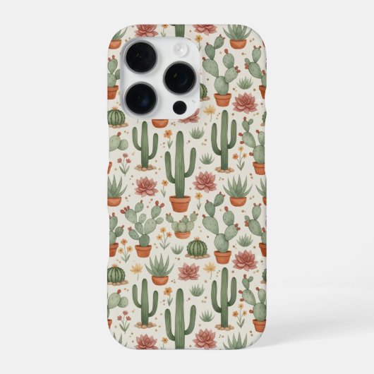 Desert Cacti Succulent Seamless Pattern iPhone Hoesje (Achterkant)