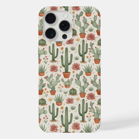 Desert Cacti Succulent Seamless Pattern iPhone Hoesje (Achterkant)