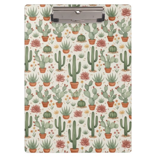 Desert Cacti Succulent Seamless Pattern Klembord (Voorkant)