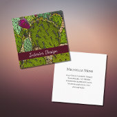 Desert Cactus Abstract Botanisch Interieur Designe Vierkante Visitekaartje