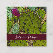 Desert Cactus Abstract Botanisch Interieur Designe Vierkante Visitekaartje (Voorkant)