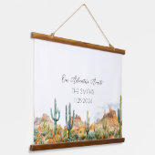 Desert Cactus Alternatieve bruiloft gastenboek Hangend Wandkleed (Gebogen)